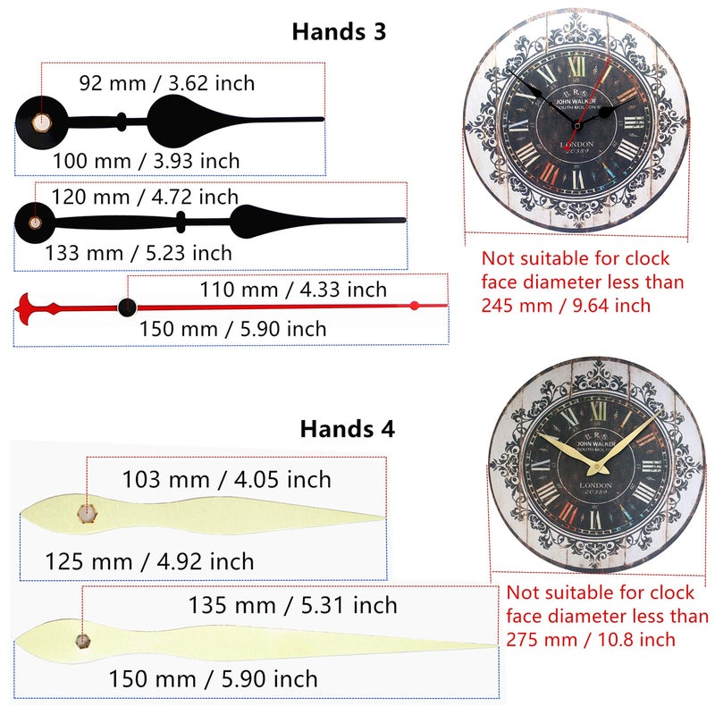 TIKROUND 12888 Quartz DIY Wall Clock Movement Mechanism Repair Parts Replacement Kit Sweep Silent Movement,13mm (1/2 Inch) Maximum Dial Thickness, 23mm (29/32 Inch) Total Shaft Length.(White Hand) - Image 5